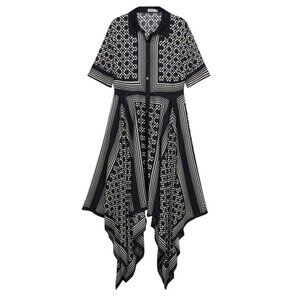 SIMKHAI Abrielle Dress Handkercheif midi dress size small black white print NWT